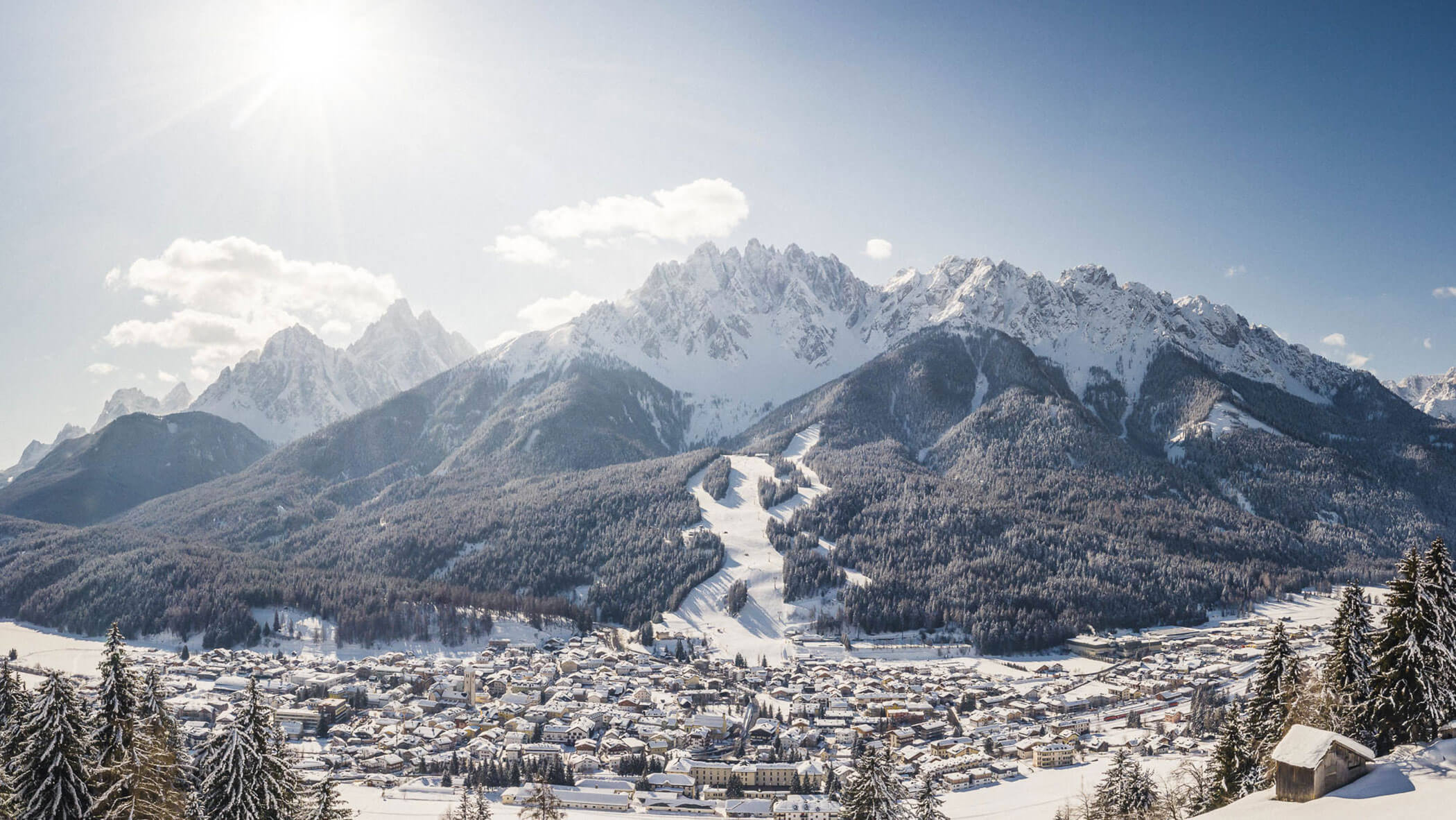 San Candido and the Monte Baranci in winter